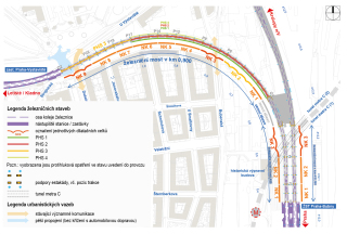 Obr. 02 Koordinan situace modernizovan trati Praha-Bubny  Praha-Vstavit