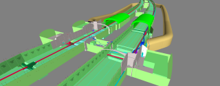 Obr. 19 Vsek 3D modelu znzorujc ostn pod jezerem Malaren a obchoz tunely